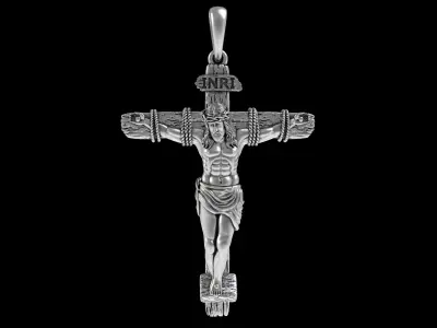 Handmade Gold-Siler Jesus crucifix pendant 3D print model