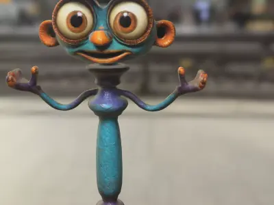 Charming Candle Butler Character Low-poly 3D model