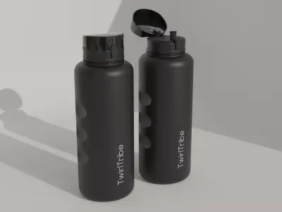 Black Diamond Plastic Water Bottle Minimalistic 3D Asset Low-poly 3D model