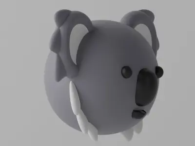 Cartoon Cute Koala Head 3D model