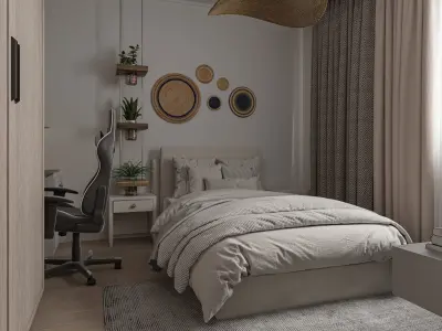 Guest Bedroom interior scene  3D model
