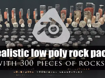 Game and render ready rock pack with 2 LOD phase Low-poly 3D model