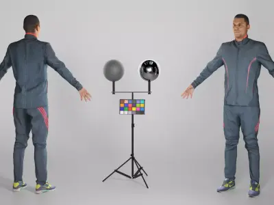 Man in tracksuit in A-pose 324 Low-poly 3D model