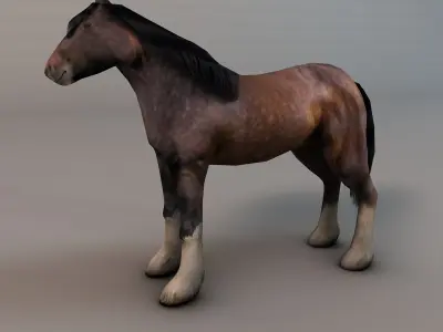 Heavy draft horse Low-poly 3D model