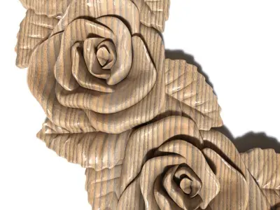 Frame-016 wooden rose wreath 3D model