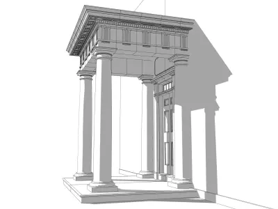 Portico Entrance Porch Door Surround with Doric Column 3D model 3D model