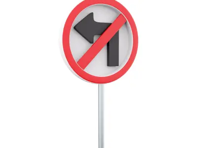 3D  Do not turn left traffic sign 3D model