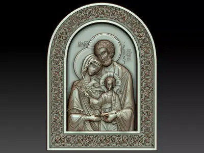 The Holy Family Orthodox Christian Icon 3D model