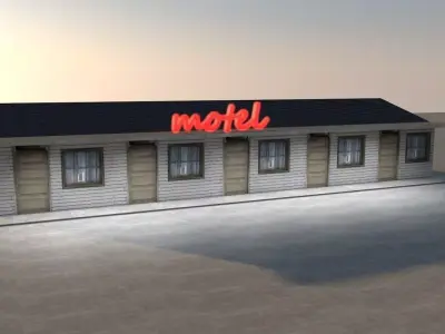 Small town low poly motel Low-poly 3D model