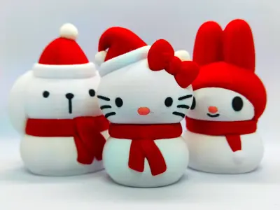 Christmas Special Cute Kitty Snowman Collection 3D print model