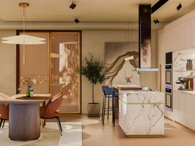 living room-kitchen 3D model