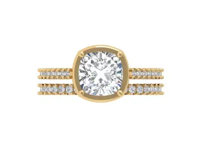 Cushion Solitaire Ring 3D print model