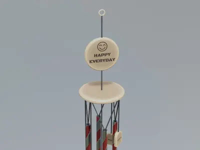 Wind Chime Low-poly 3D model