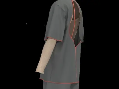 Female oversized tshirt  overalls  short LOOK 3D model