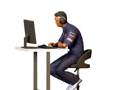 N2 Race team engineer with chair and desk 3D print model