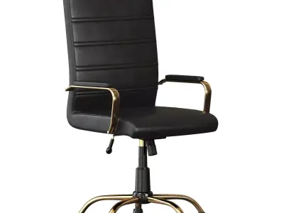 Black High Back Leather Chair FLGO 2286H BK GLD GG 3D model