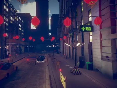 Asian City Low-poly 3D model