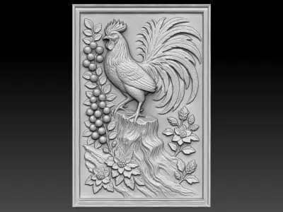 3 rooster CNC Relief Model 3D print model