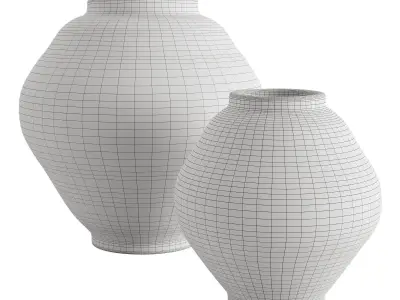 Glazed Handcrafted Terracotta Vases 3D model