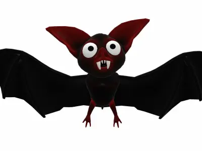 Cartoon bat low poly rigged animated game ready Low-poly 3D model