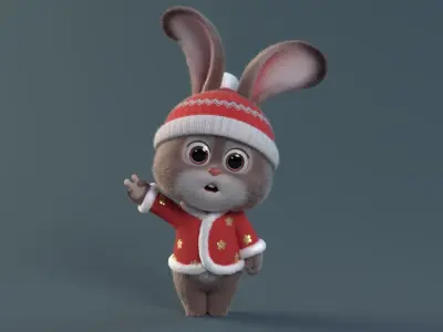 Cartoon cute rabbit 3D model