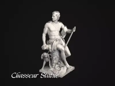 Chasseur Statue Low-poly 3D model