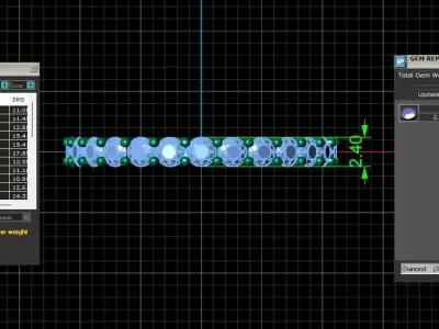 U Shaped Eternity Ring 2 point 4 mm stone size swiss 15 and EU55 3D print model