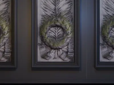 Tombstone relief of a feather and wreath Free 3D model