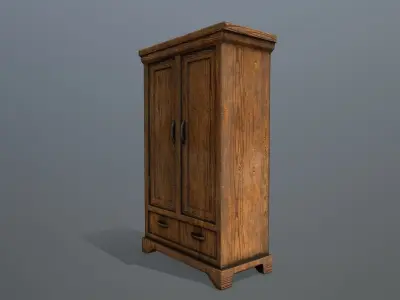 Cabinet 6 wooden wardrobe Low-poly 3D model