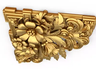 Classic carved corner decor ornament cnc 3d printing stl 01 3D model
