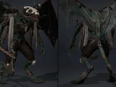 Ghost Barbarian ArmWing Low-poly 3D model