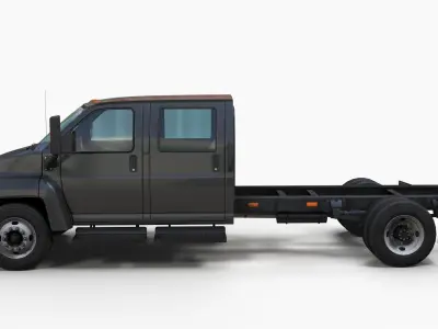 Crewcab frame truck Low-poly 3D model