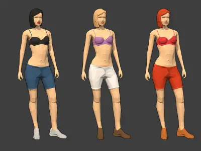Rigged Lowpoly Female Character - Diana Low-poly 3D model