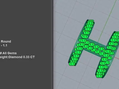 Diamond Letter H Pendant  3D print model