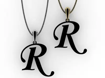 Letter R NECKLACE 3D print model 3D print model