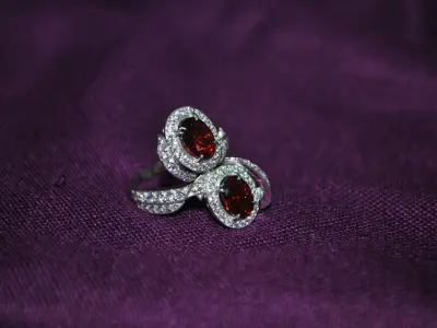 Ring with 2 stones 3D print model