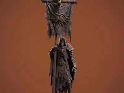 Grimdark Sci-Fi Warlord Character 3D Print Miniature Free 3D model
