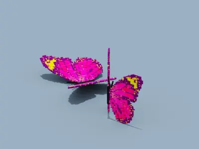Voxel Butterfly Low-poly 3D model