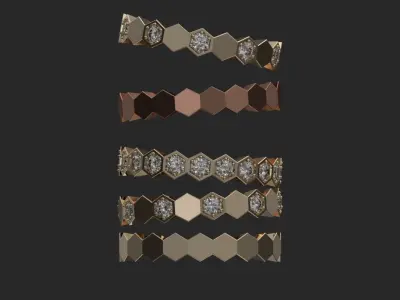 Hexagon Honeycomb strackable Rings 3D model