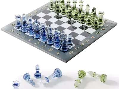 Glass Chess Low-poly 3D model