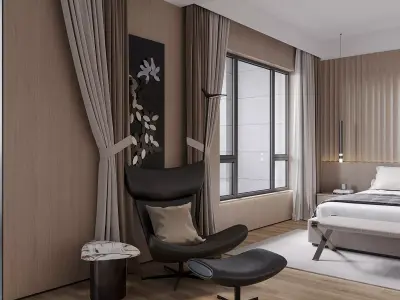 modern bedroom office room bathroom interior scenes  3D model