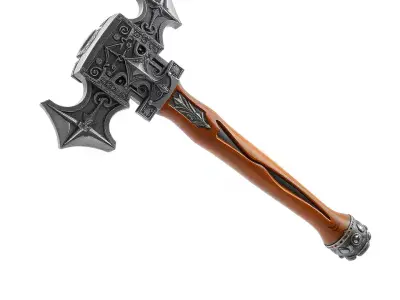 Ornate Silver Hammer model pack Low-poly 3D model