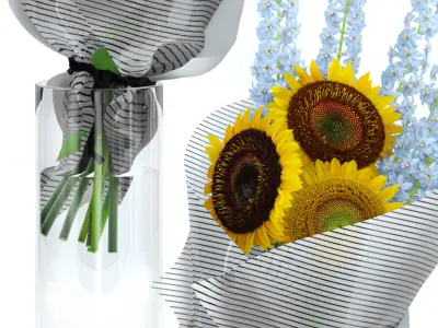 Sunflowers and Delphinium 3D model