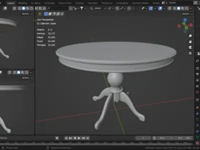  Wooden table 2 Low-poly 3D model