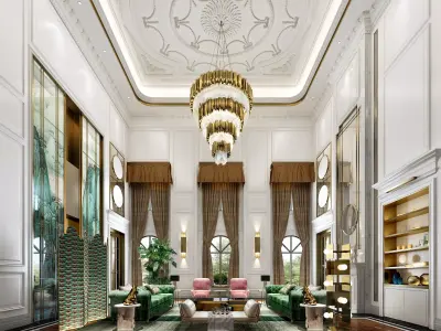 Luxury living room interior 3D model 2