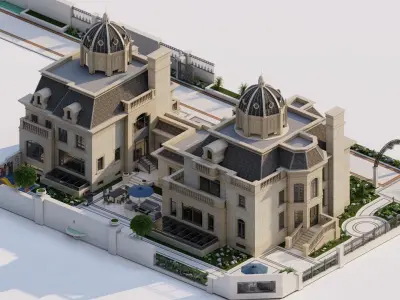 King House-Classic stone facade-Building Classic Facade Element 3D model