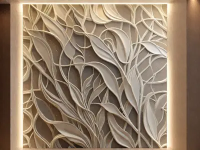 modern panel wall decor set wall relief mural CNC 139 3D model
