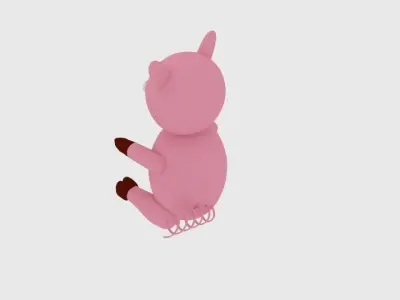  Cartoon Pig Sit 3D model