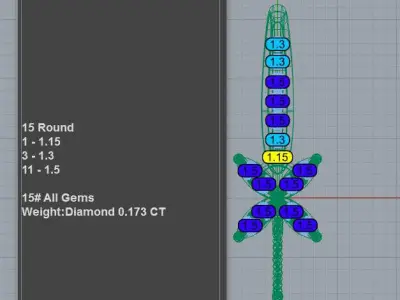 Gemstone 13mm 14mm Pearl Drop Earrings 3D print model