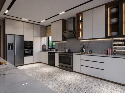 Kitchen Minimalist Design Blender - Fbx - Obj 3D model